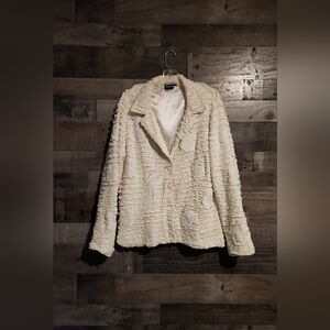 Women's Cream Textured Jacket by Channa - XL